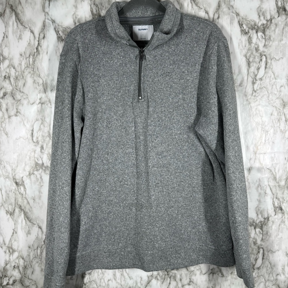 OLD NAVY Light Heather Gray half zip Long Sleeve Sweater Tee Size Large